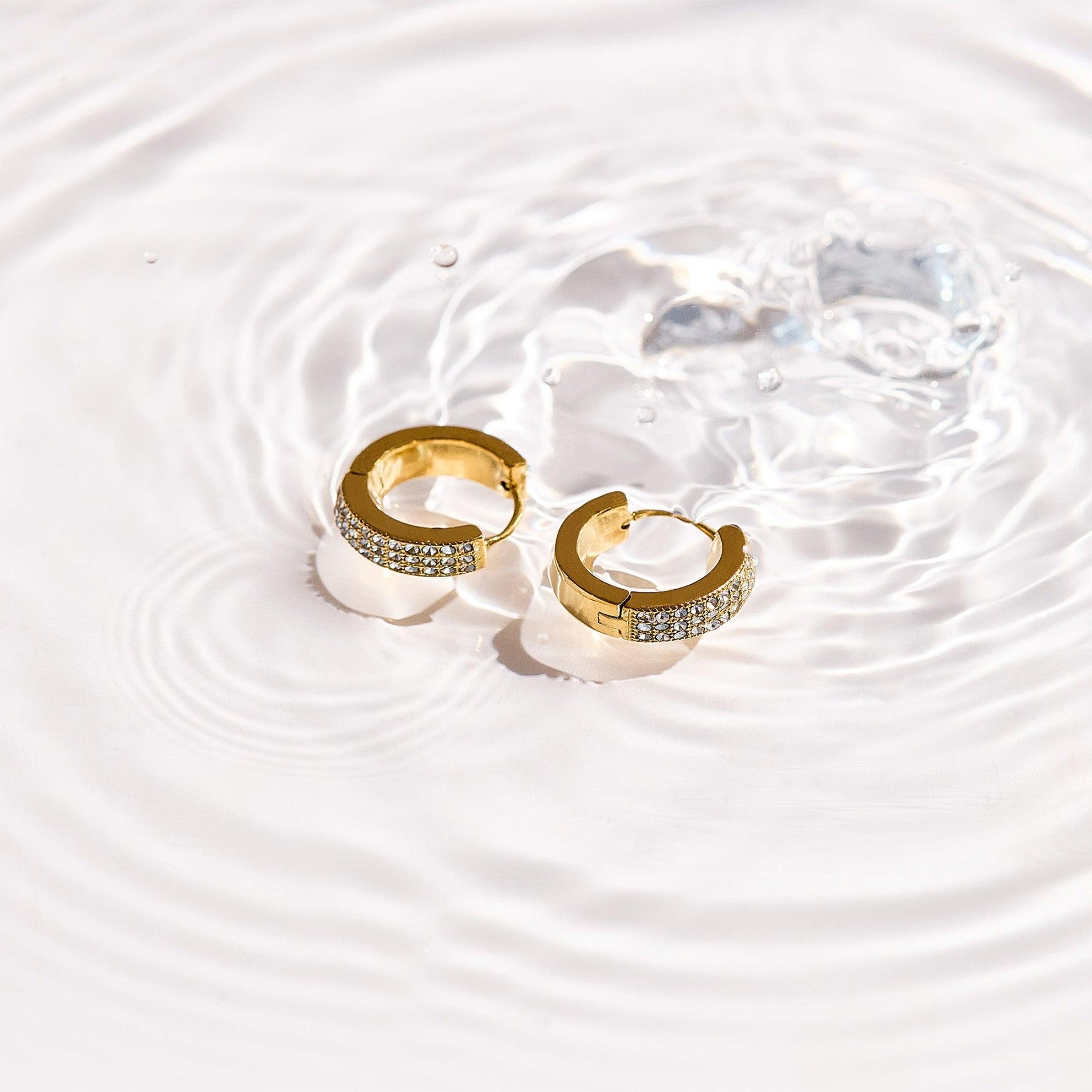 Pav¨¦ Crystal Huggie Hoop Earrings