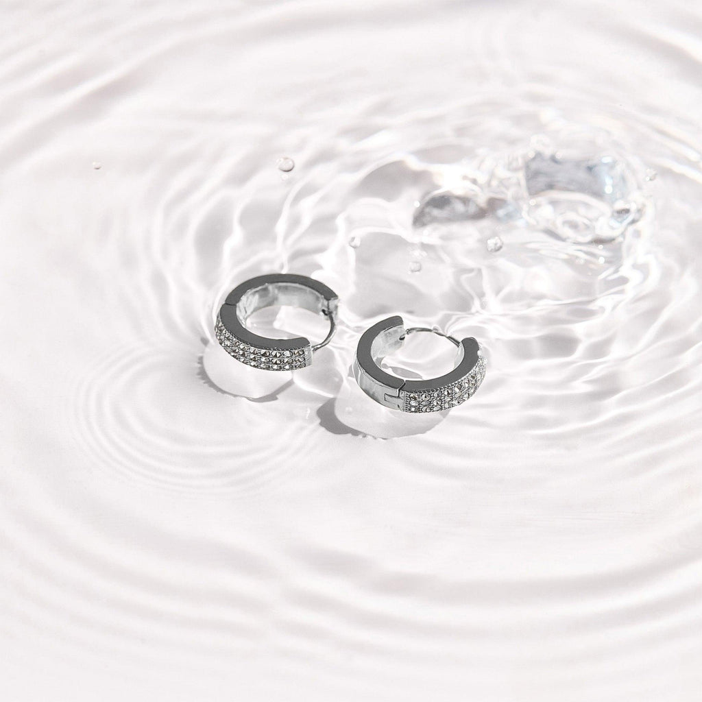 Pav¨¦ Crystal Huggie Hoop Earrings