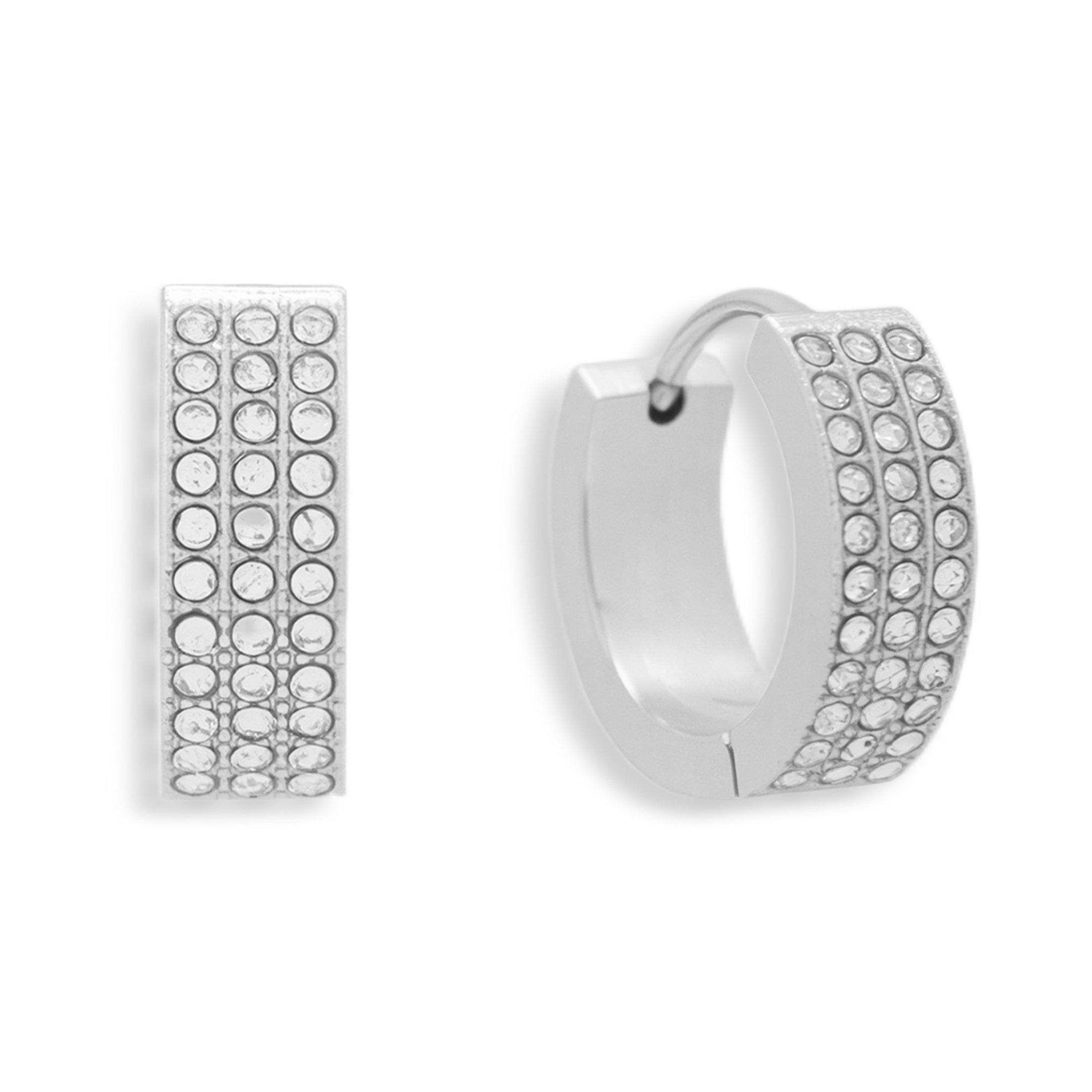 Pav¨¦ Crystal Huggie Hoop Earrings
