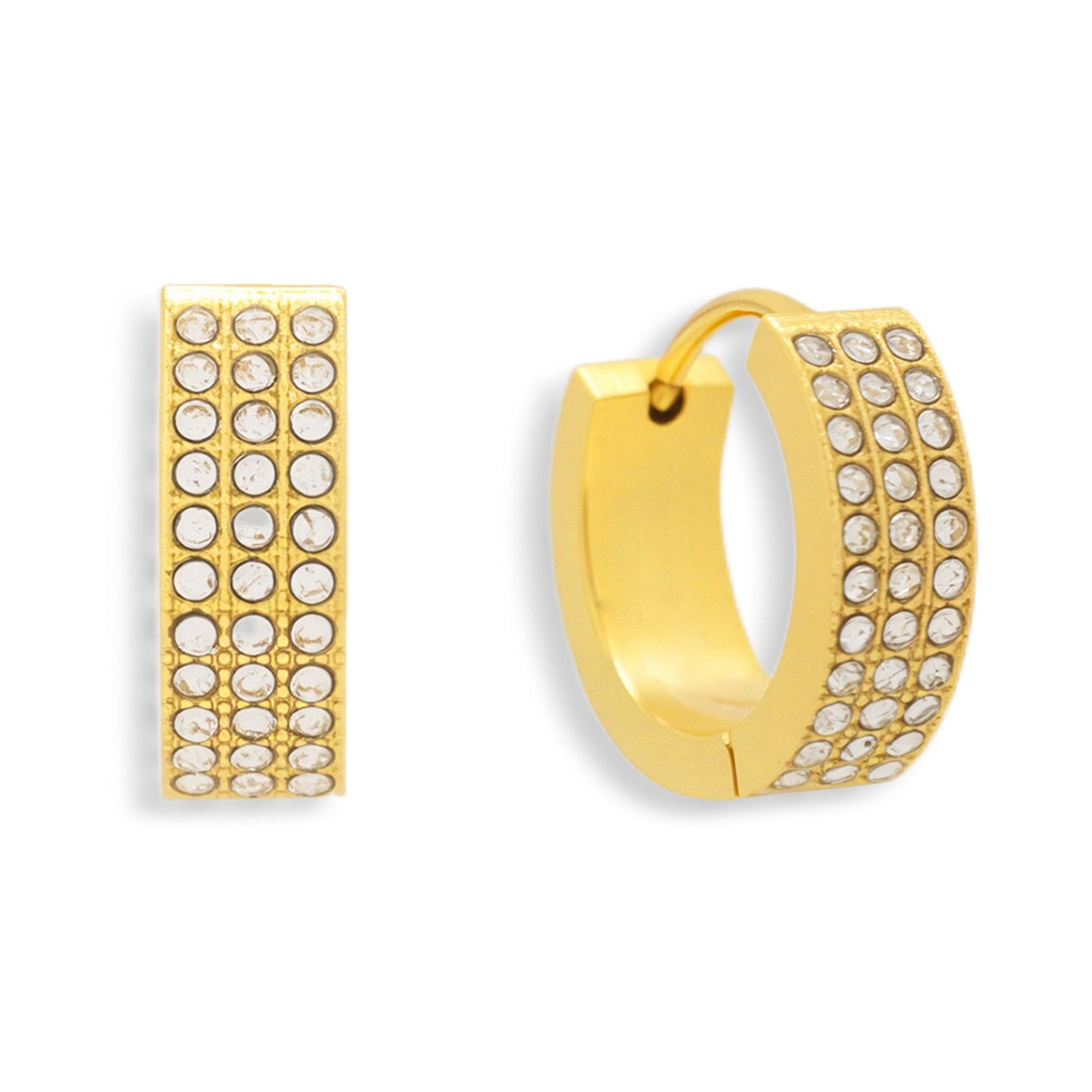 Pav¨¦ Crystal Huggie Hoop Earrings